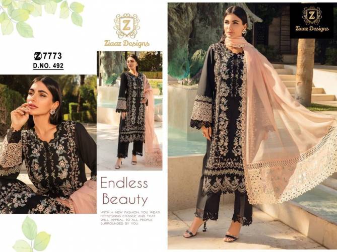 492 Ziaaz Designs Embroidery Rayon Pakistani Suits Wholesale Price In Surat